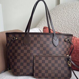 Louis Vuitton Damier Ebene Neverfull PM Tote Bag